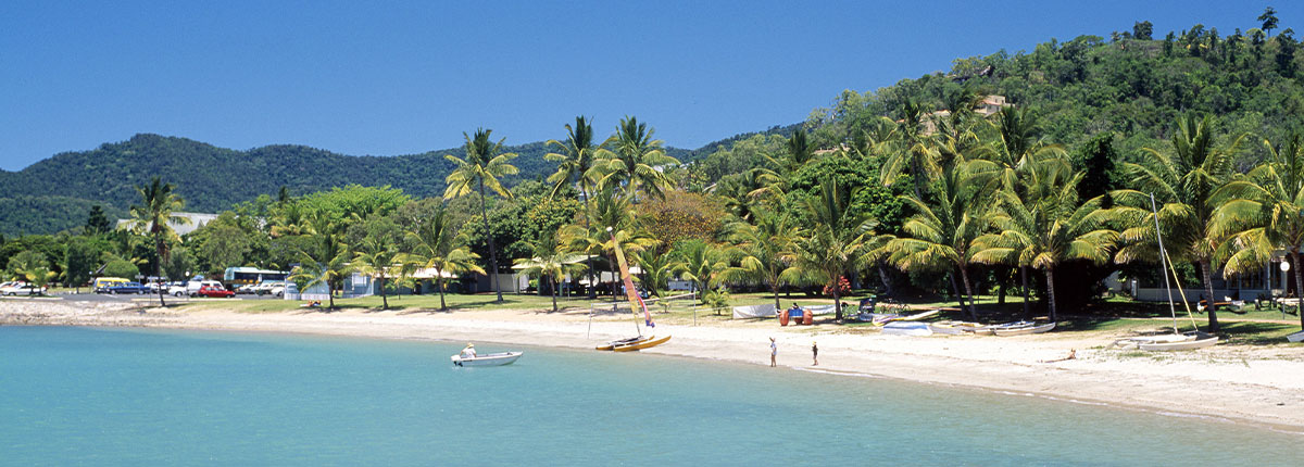 Beautiful blue skies in Airlie Beach, Australia.