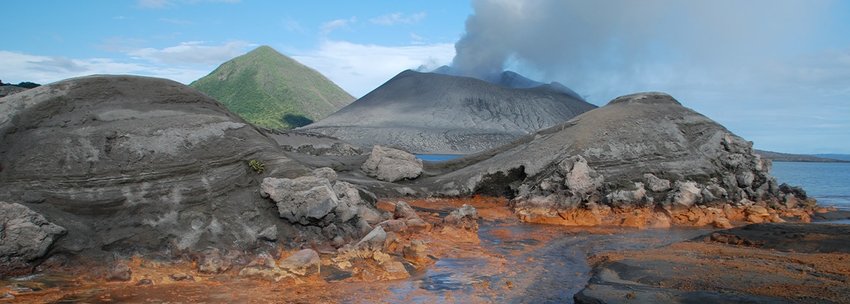 Volcano action in Rabaul, Papua New Guinea.