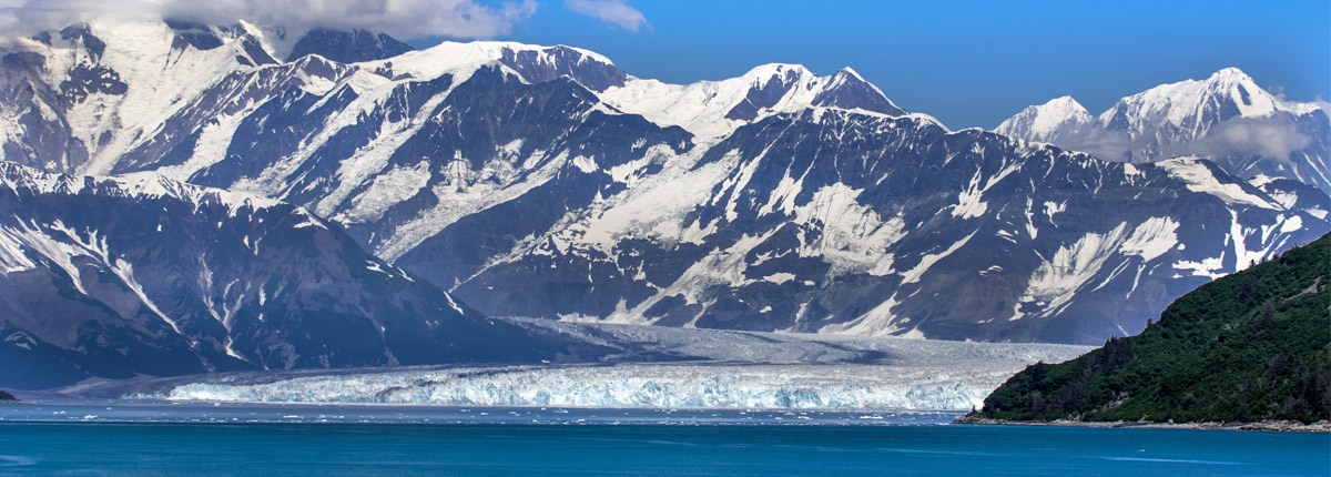 mountains towering over Hubbard Glacier