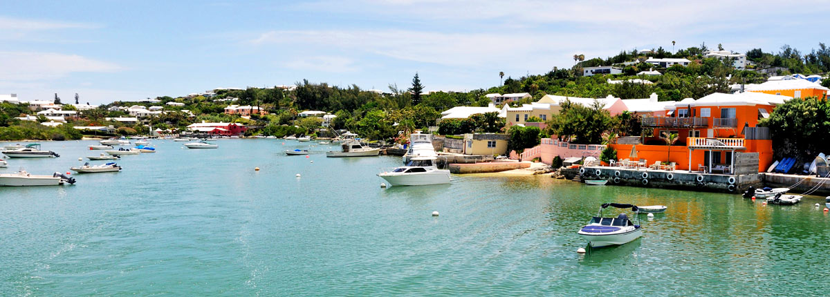 boats anchored by the bay in bermuda