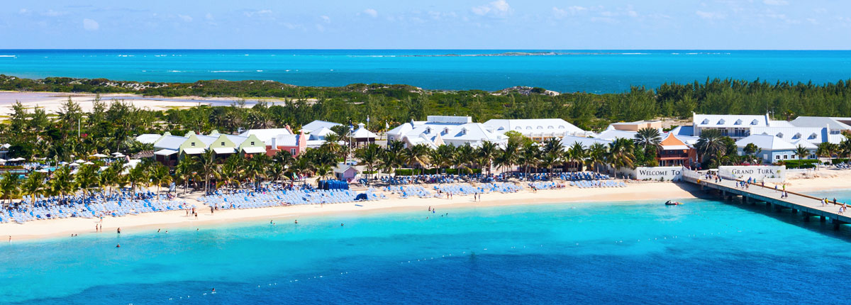 Blue water along a beach in Grand Turk