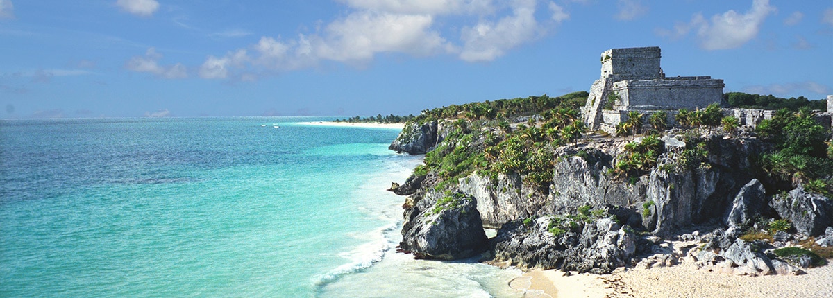 ancient mayan ruin temple in tulum, mexico