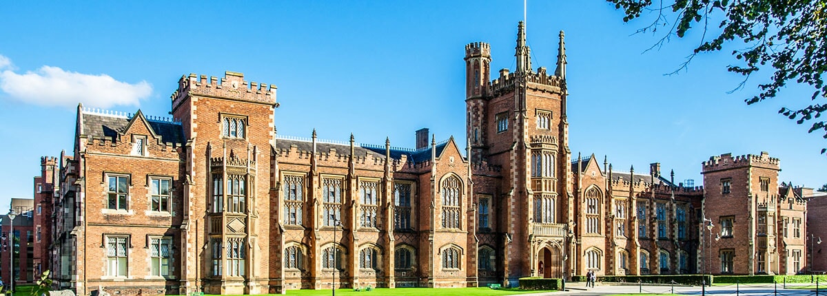 front entrance of queen's university in belfast, northern ireland