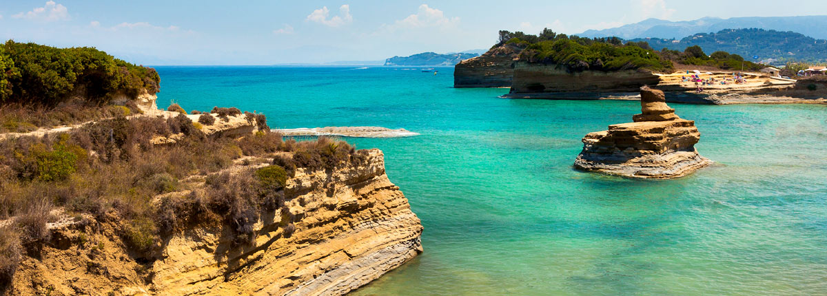 view of the bay sidari on corfu greece