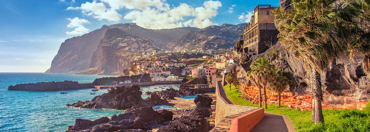 promenade walk into camara de lobos in funchal, madeira, portugal