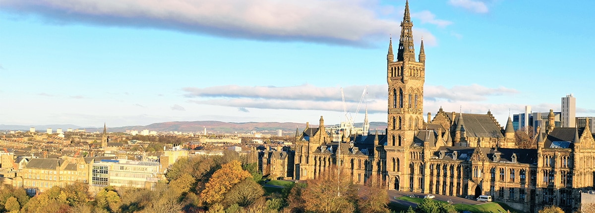 golden hour at kelvingrove park in glasgow, scotland