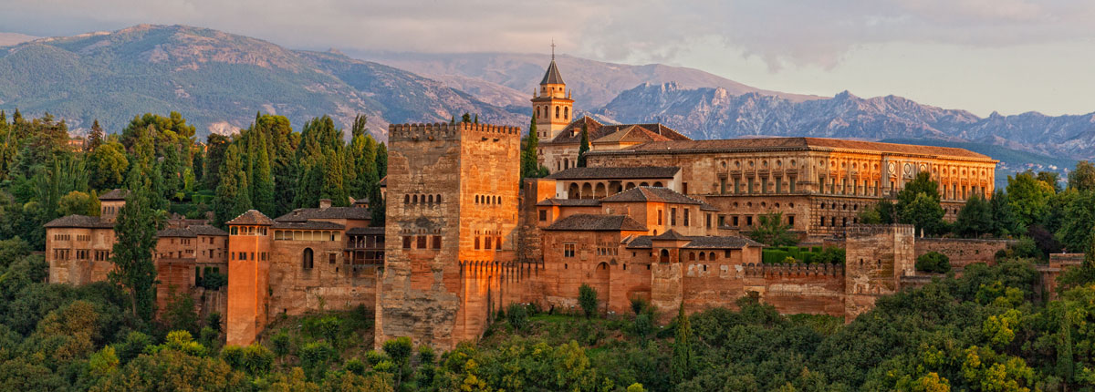 Exterior view of the Alhambra in Granada. 