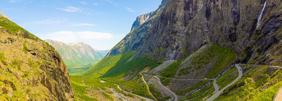 the trollstigen mountains in molde, norway