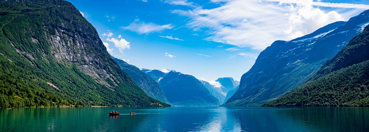 lovatnet lake in olden, norway