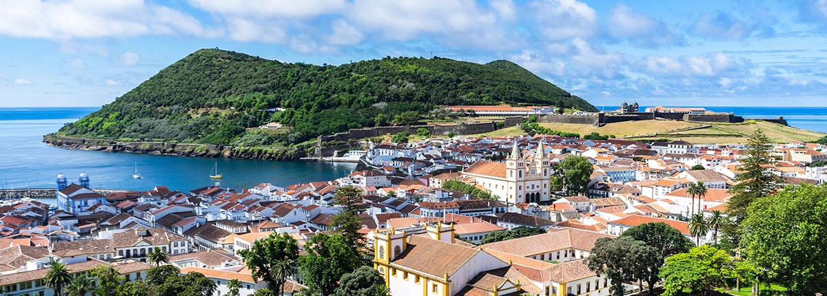 aerial view of terceria island in the azores