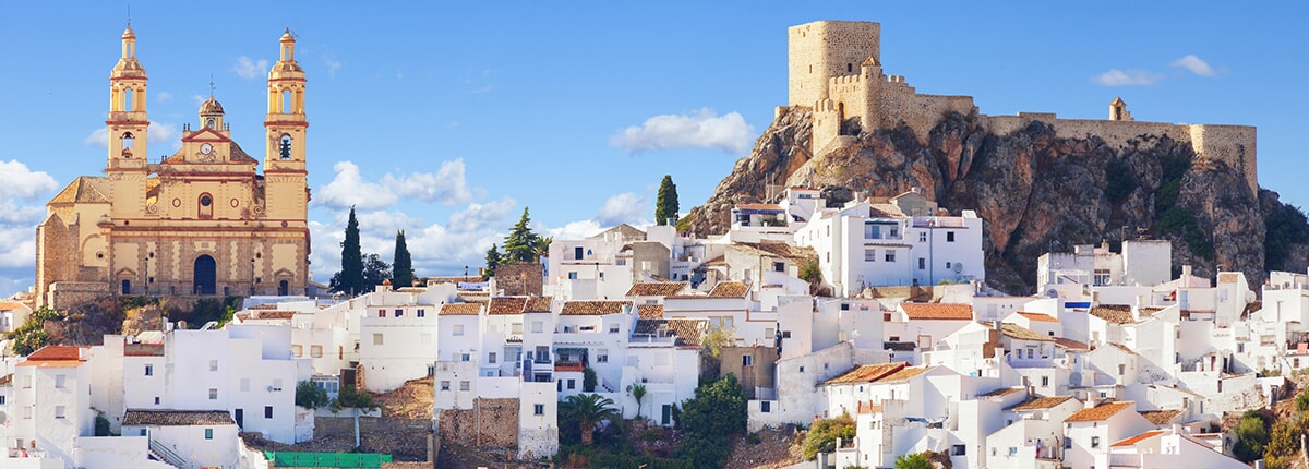 panoramic view of the olvera town in cadiz, spain