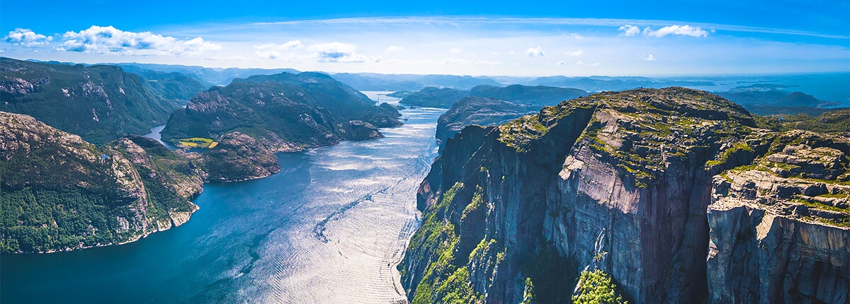 panoramic view of preikestolen mountain and pulpit rock