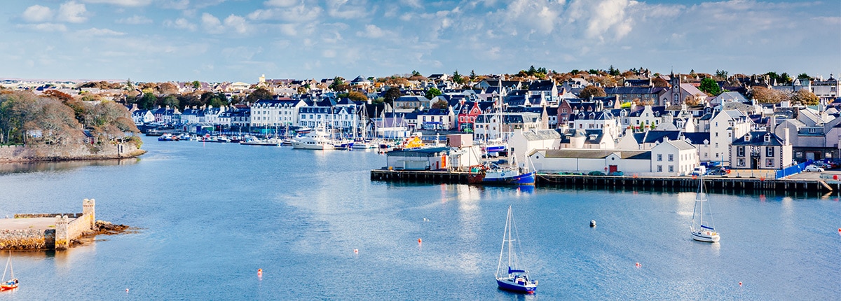 view of the harbour in stornoway, scotland