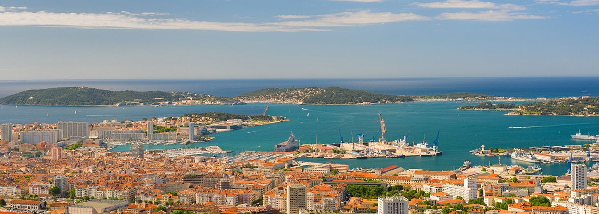 aerial view of toulon, france on a bright day