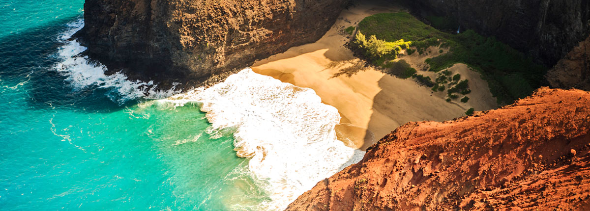 aerial view of the na pali coastline in kauai