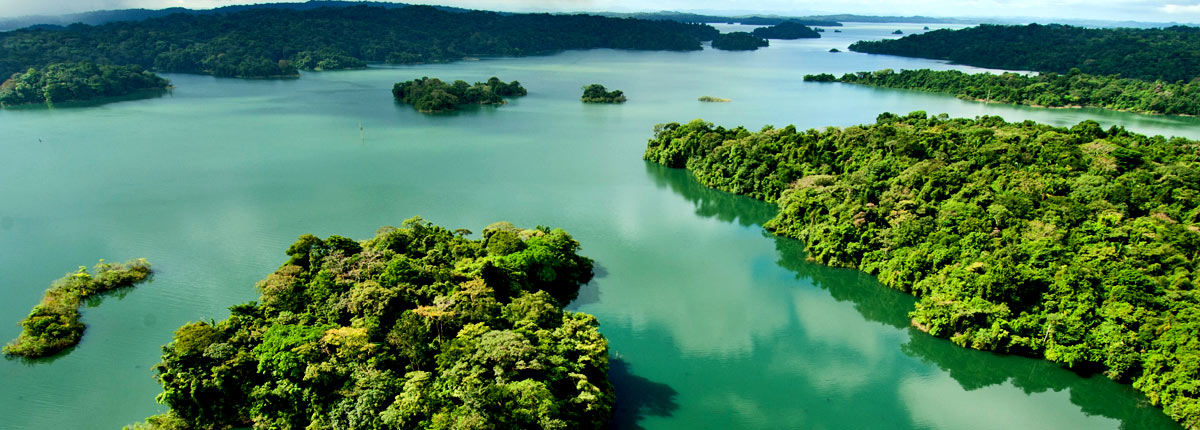 aerial view of panama canal