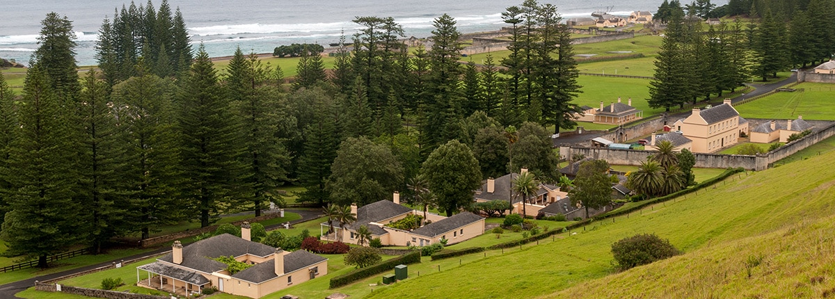 view over a set of buildings in norfolk island