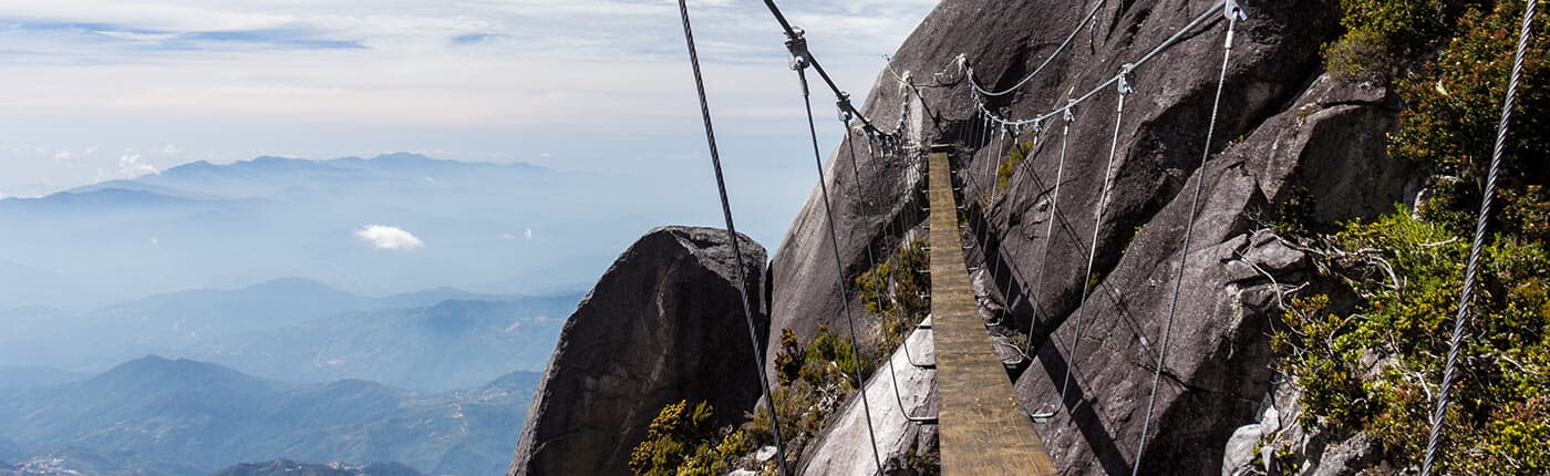 hanging bridge on side of mount kinabalu