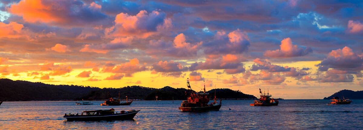 sunset on kota kinabalu bay malaysia