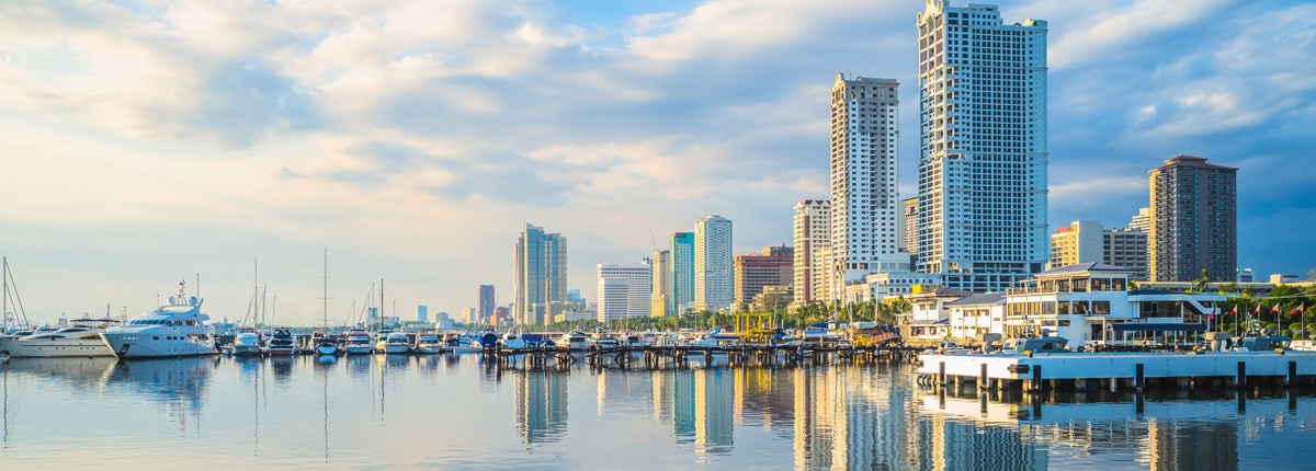 stunning skyline view of the port of manila, philippines 