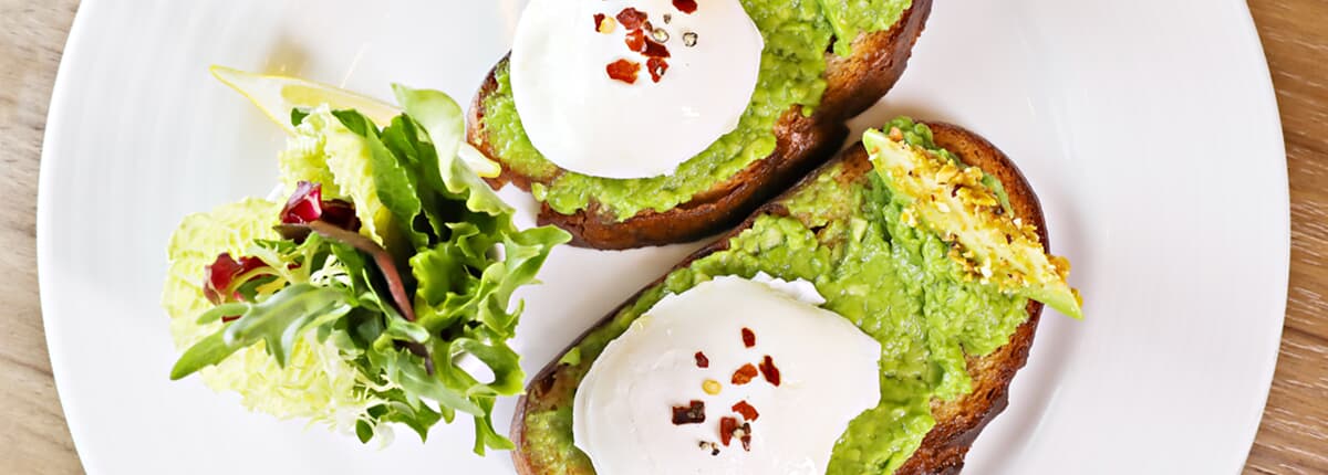 avocado toast with poached eggs