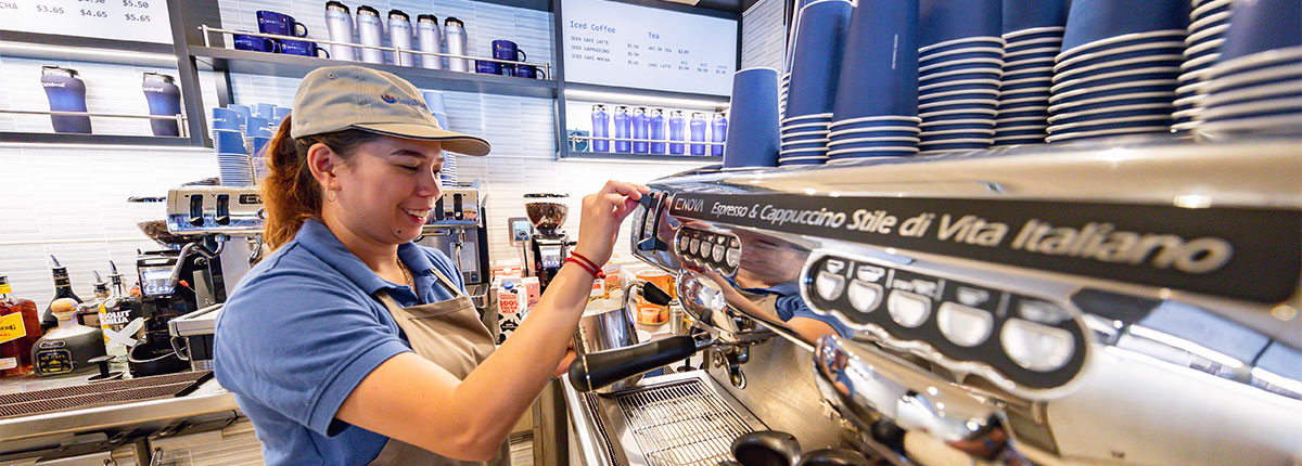 Coffee being made at JavaBlue Cafe